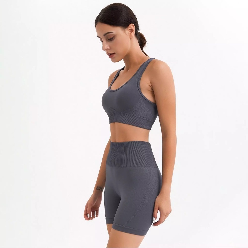 Seamless Yoga Gym Activewear Sets Short Sports Bra